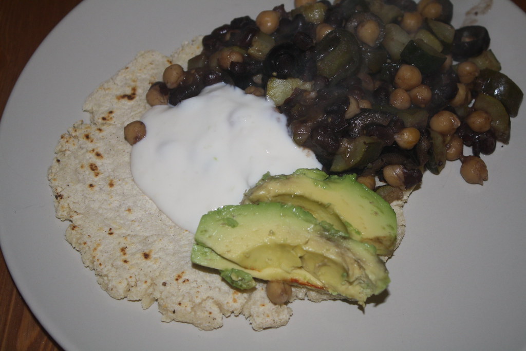 Appetite For Reduction Black Bean, Zucchini, & Olive Tacos with Garlic