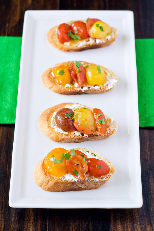 Roasted Tomatoes and Goat Cheese Crostini » Cook Like A Champion
