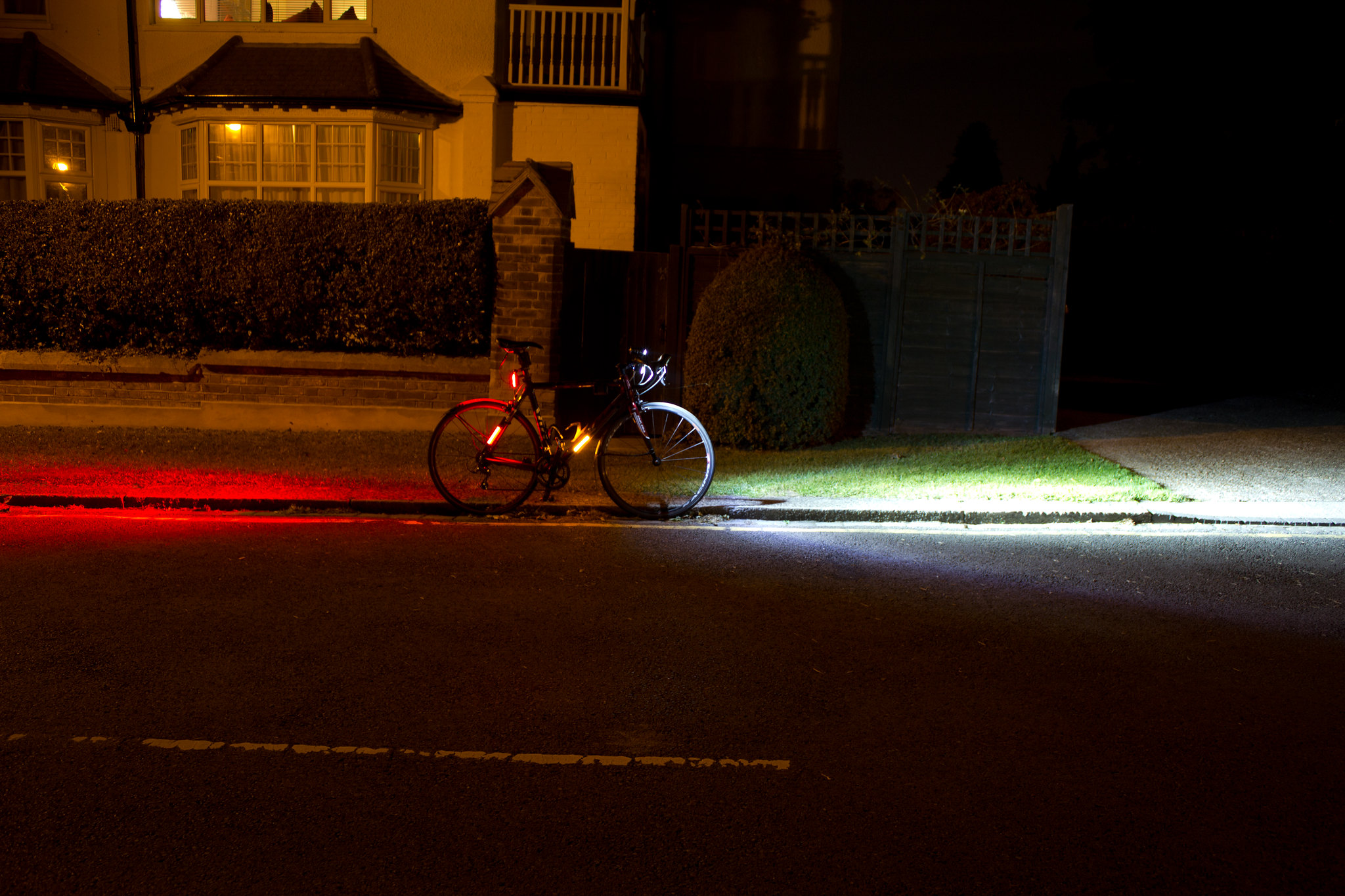 Be visible they said this is my bike from behind in pitch darkness