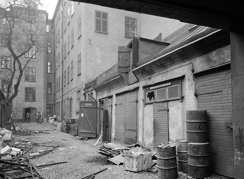 The demolition of Stockholm City (Klara neighbourhood). Before during
