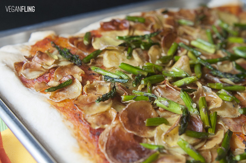 VeganFling Roasted Potato & Asparagus Pizza