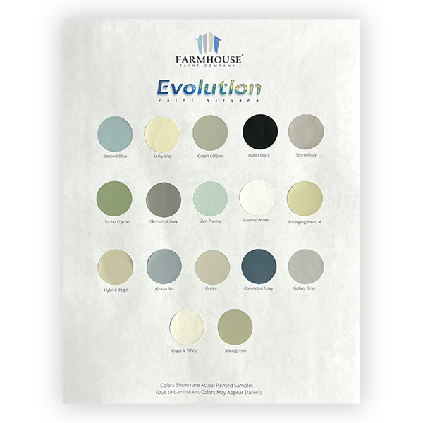 Evolution Paint Color Chart Small(Free Shipping) Farmhouse Paint
