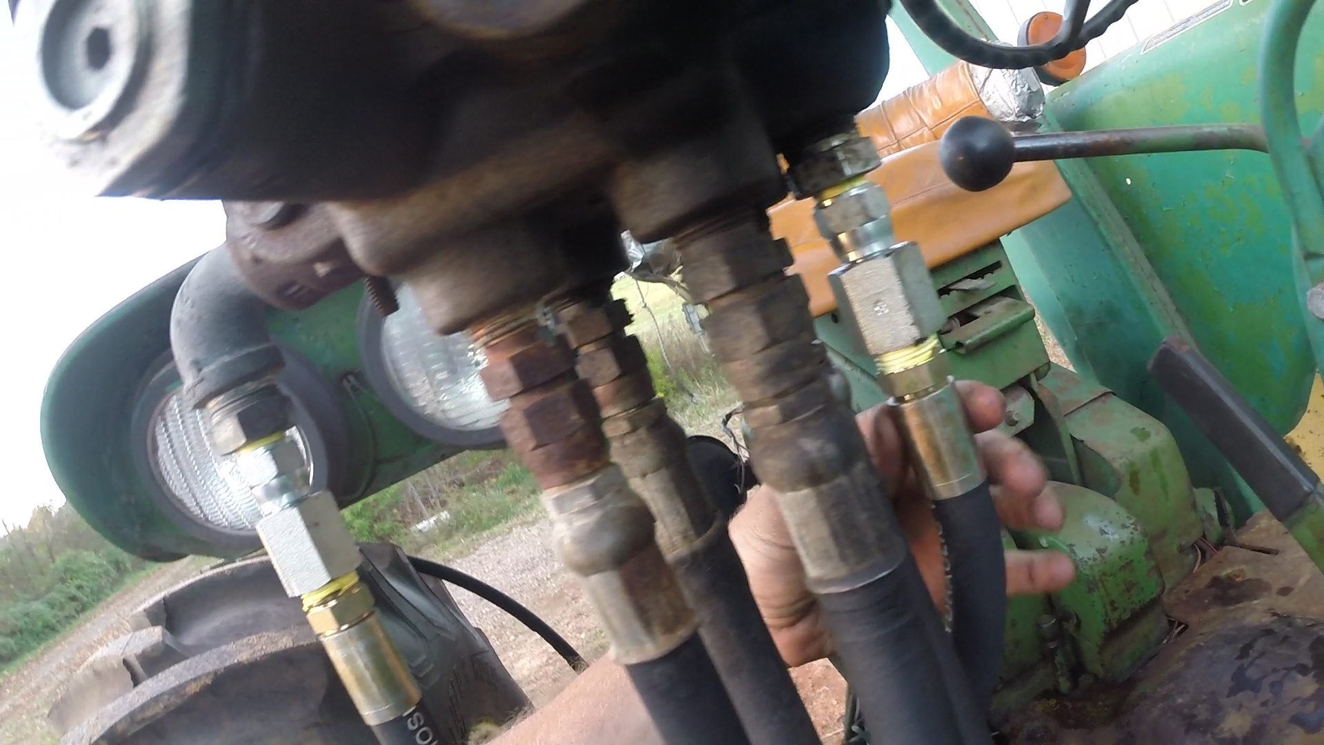 Early John Deere 3020 Powershift Front End Loader Hydraulic Replumbing