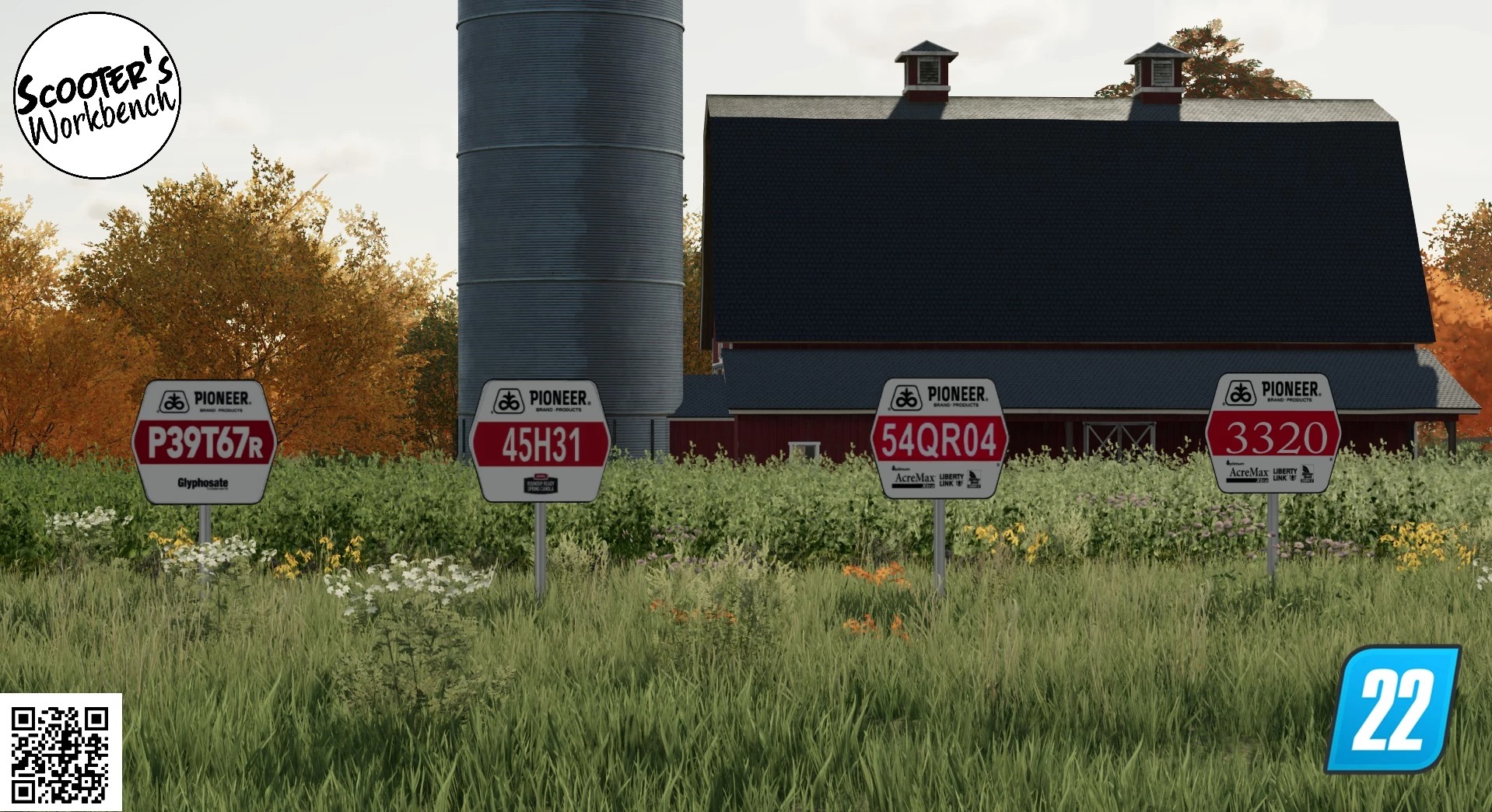 Pioneer Crop Field Signs v1.0 FS22 Farming Simulator 22 Mod FS22 mod