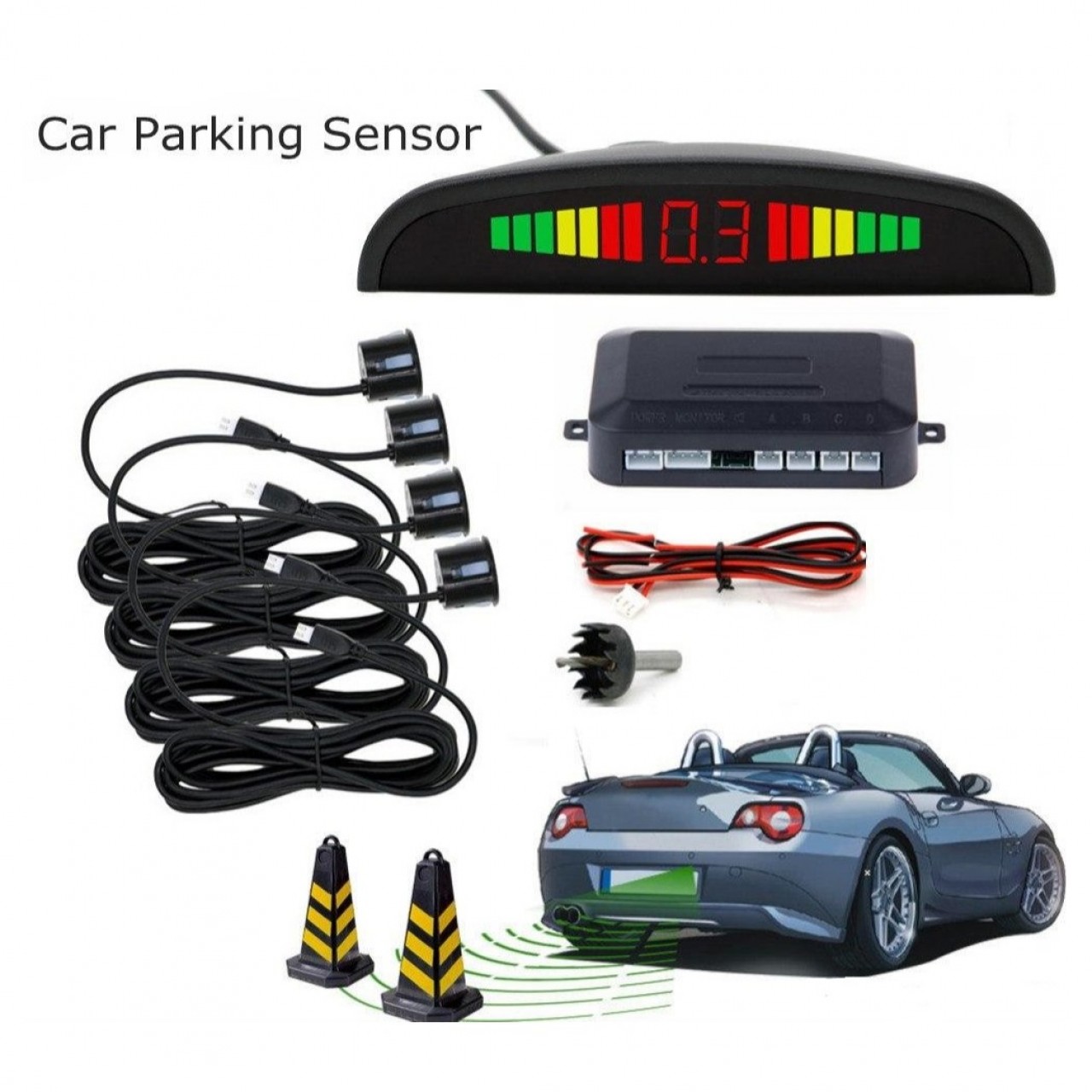 4 in 1 Ultrasonic Car Parking Sensors LED Display Sale