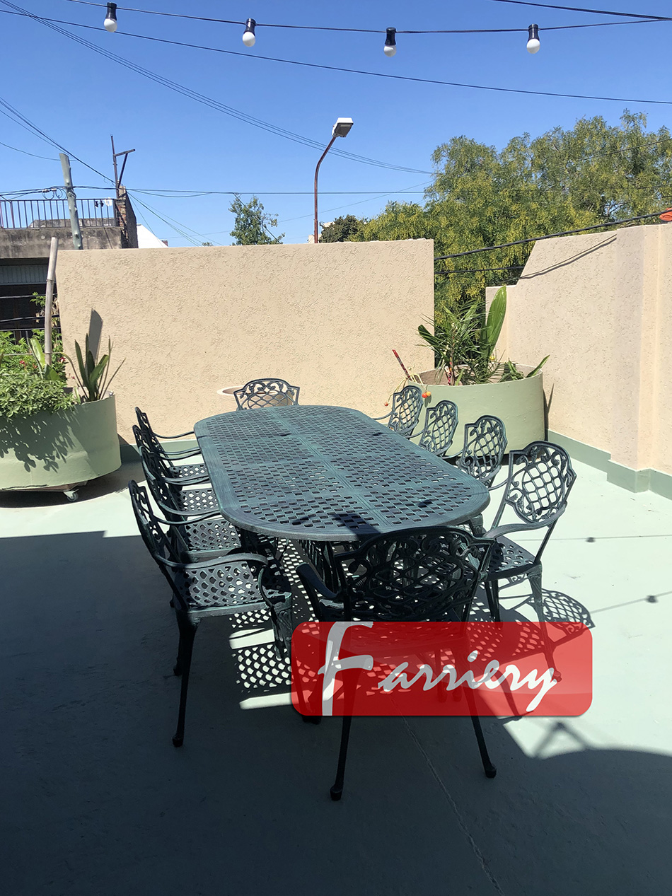 Juego de jardin Chato Mesa Oval 2,55 m + 10 sillones Farriery