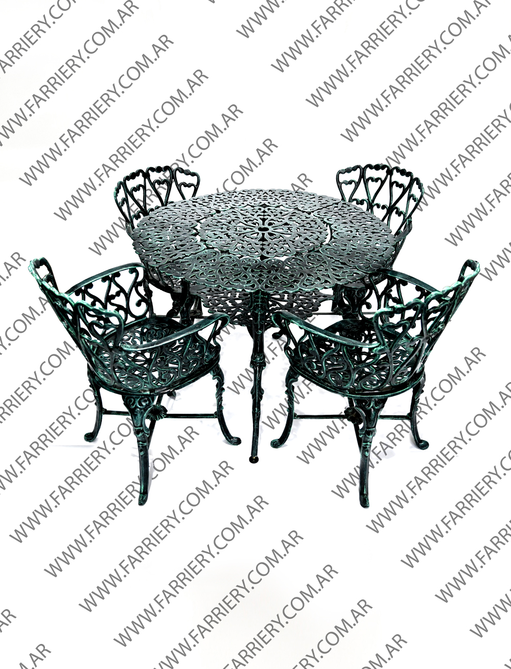 Juego de jardin Boston Mesa 0,95 m + 4 sillones Farriery