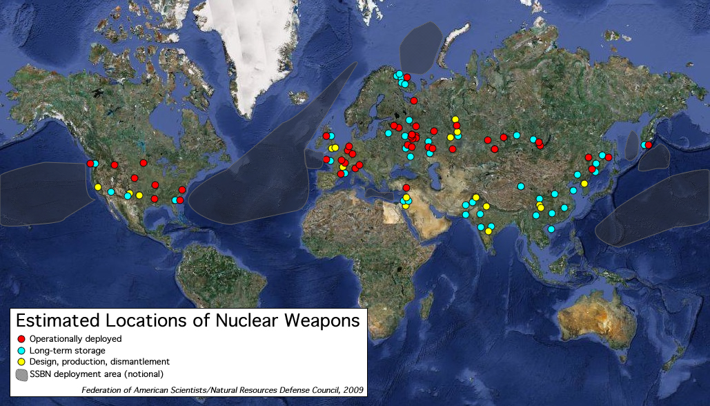 Estimated Nuclear Weapons Locations 2009 Federation of American