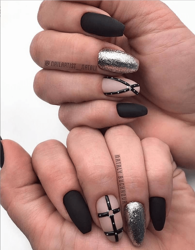 80+ Matte Black Coffin & Almond Nails Design Ideas To Try Page 15 of 81 Latest Fashion
