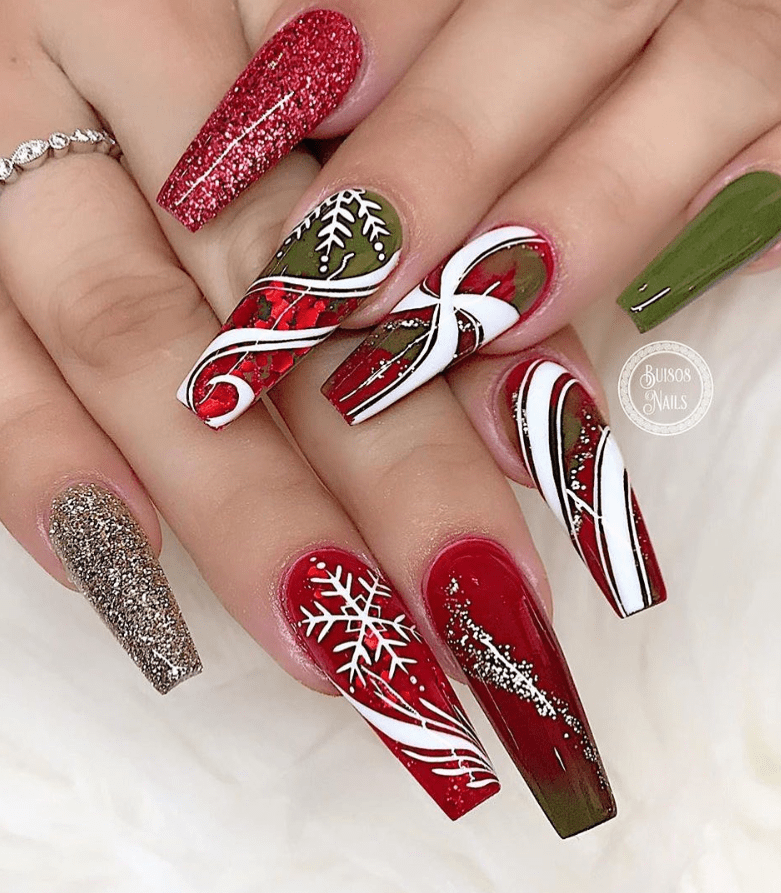 51 Fantastic Christmas Coffin Nails Design With Snowflakes Page 11 of