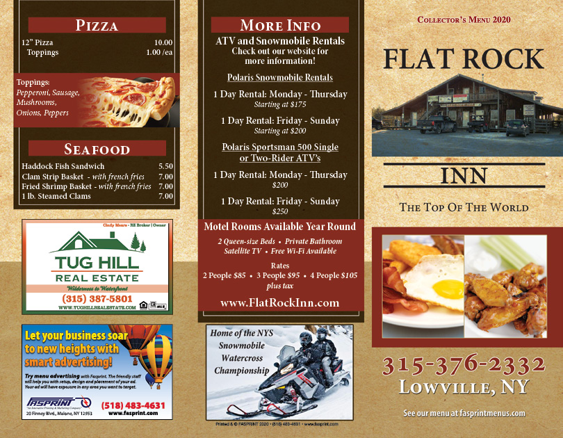 Flat Rock Inn Fasprint Menus