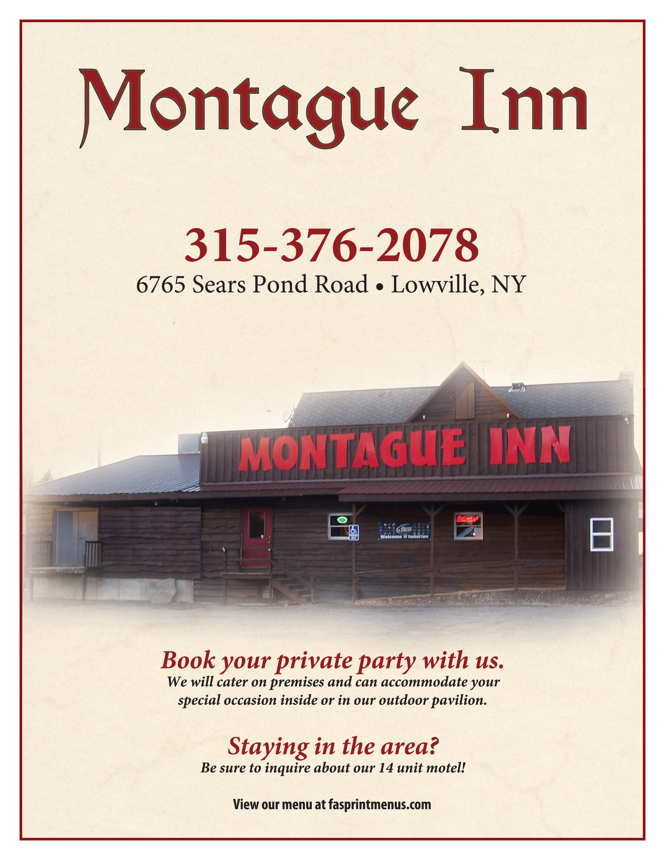 Montague Inn 20161 Fasprint Menus