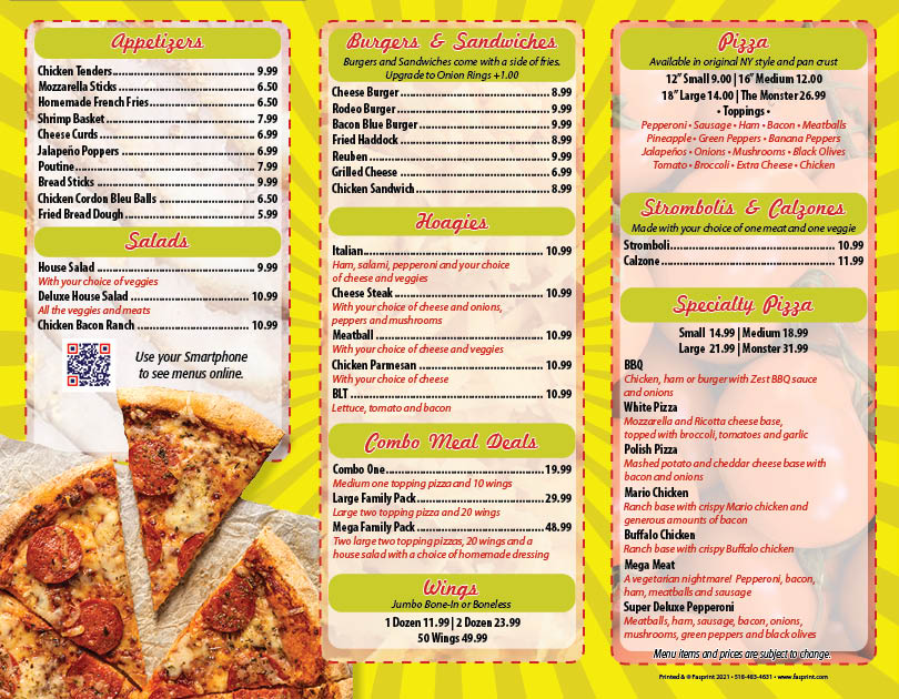 Auggy’s Pizza Fasprint Menus