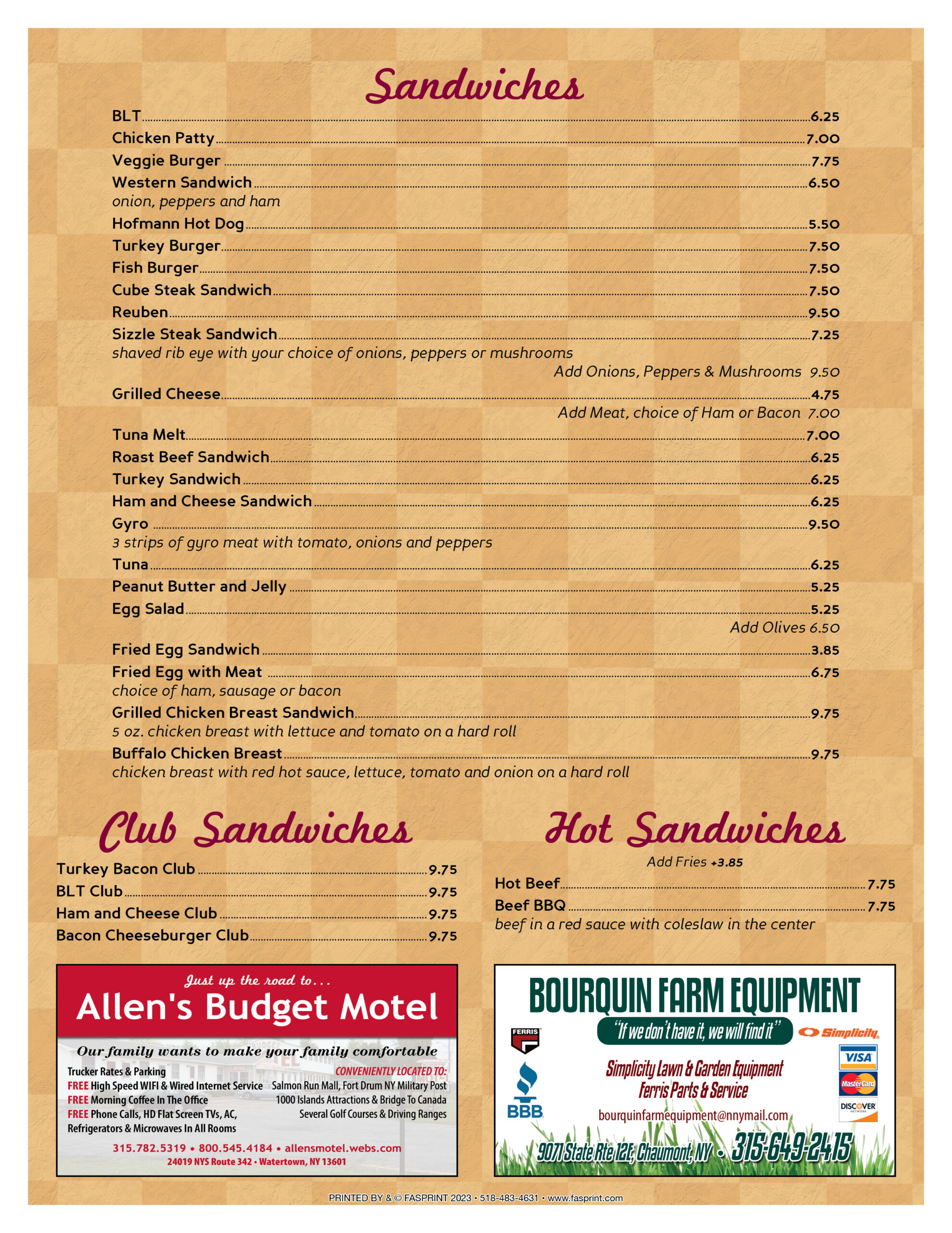 LongwaysDinerMenu20233 Fasprint Menus