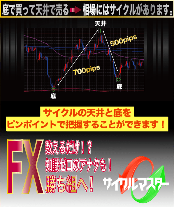 天井と底をピンポイントで捉える！『FX サイクルマスター』
