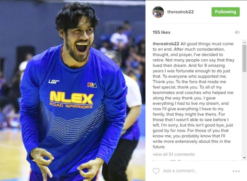 JUST IN Rob Reyes retires from PBA Fastbreak