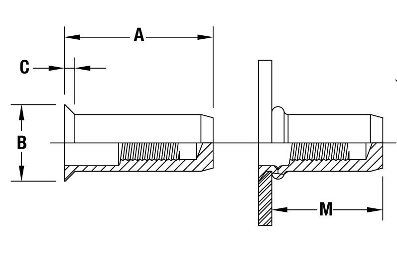 Countersunk Head Round Body Threaded Insert Closed End Metric On Hi