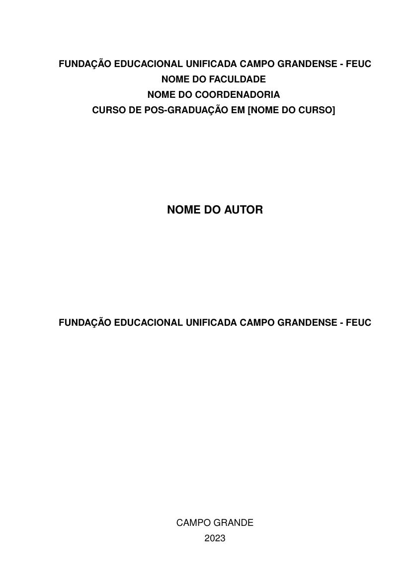 Exemplo De Capa De Trabalho De Pós Graduação Novo Exemplo