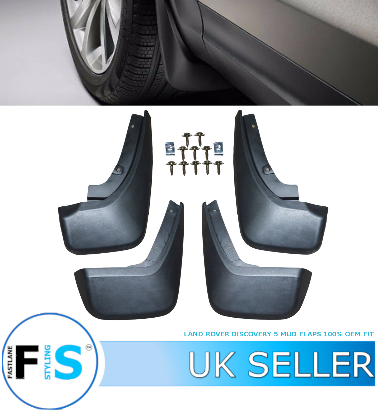 LAND ROVER DISCOVERY 5 MUD FLAPS SPLASH GUARDS FULL SET 100 OEM FIT