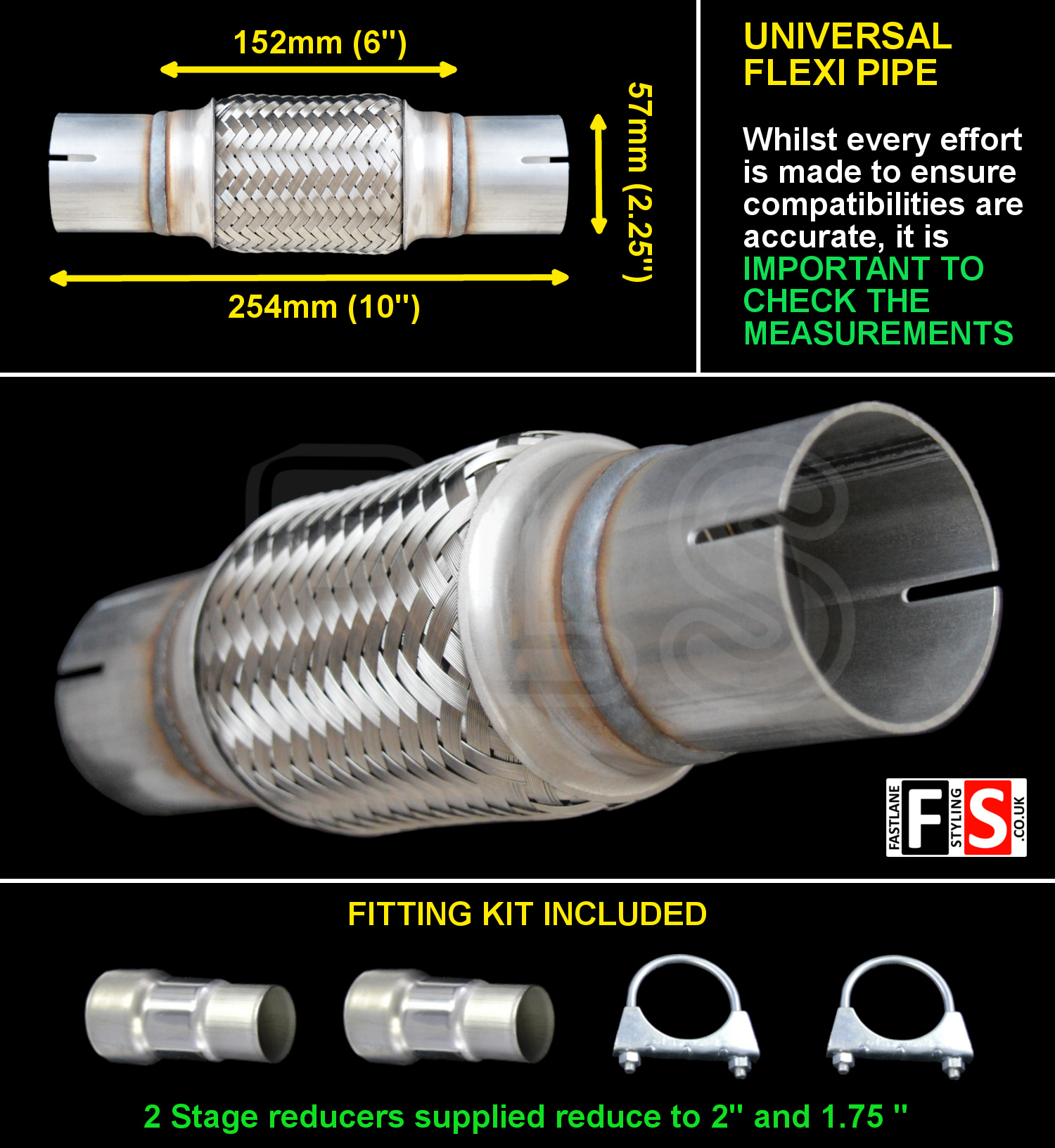 HYUNDAI SANTA FE TERRACAN TRAJET EXHAUST FLEXIPIPE CAT REPAIR PIPE