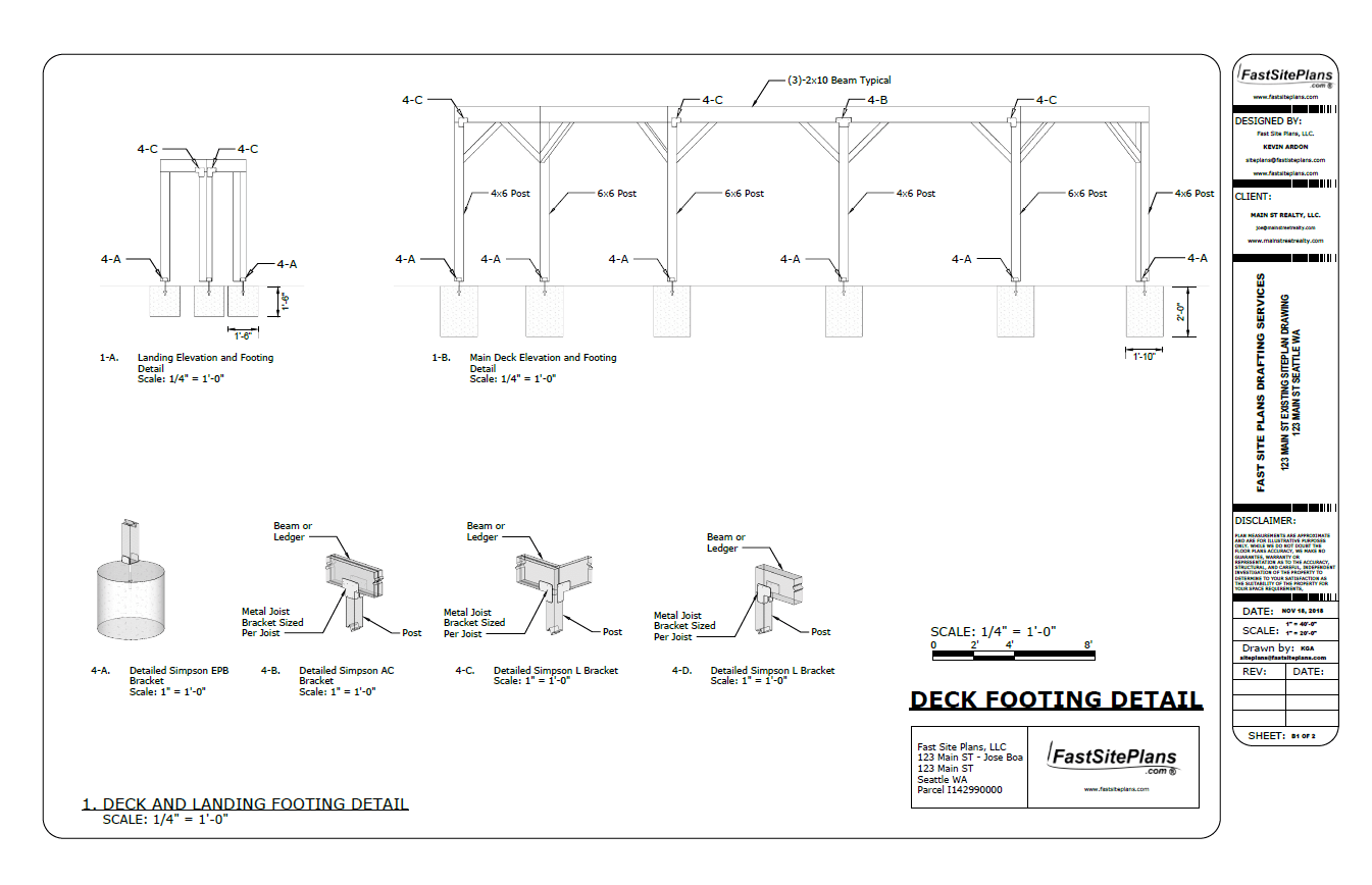 Decks & Patios Deck Footing Detail Fast Site Plans