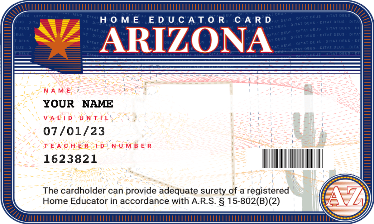 AZ Homeschool Teacher ID Card