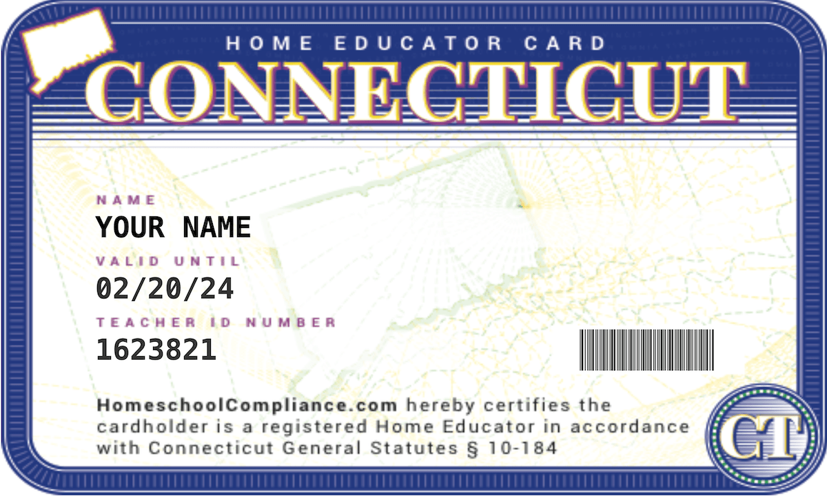 CT Homeschool Teacher ID Card