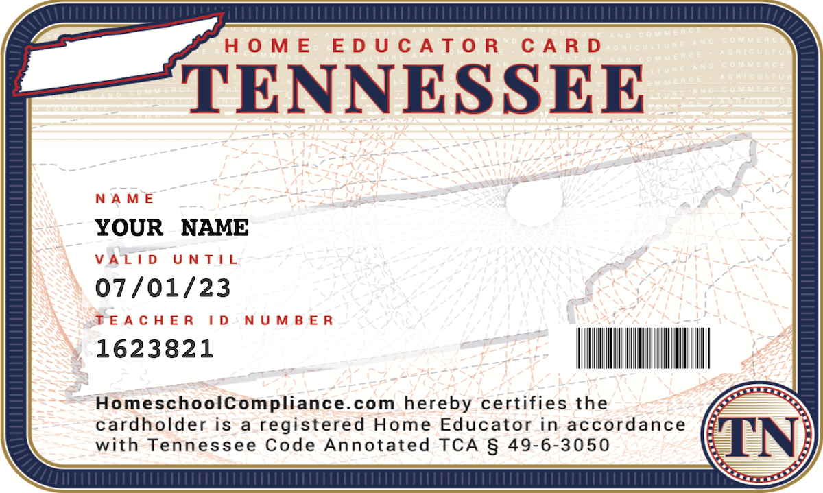 TN Homeschool Teacher ID Card