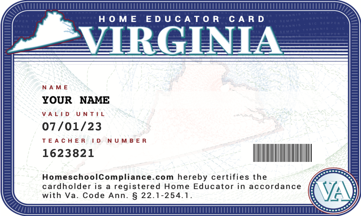 VA Homeschool Teacher ID Card