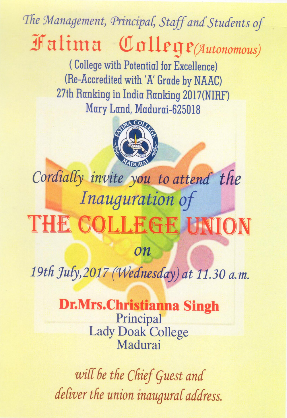 College News/Events 2017 2018 to Fatima College