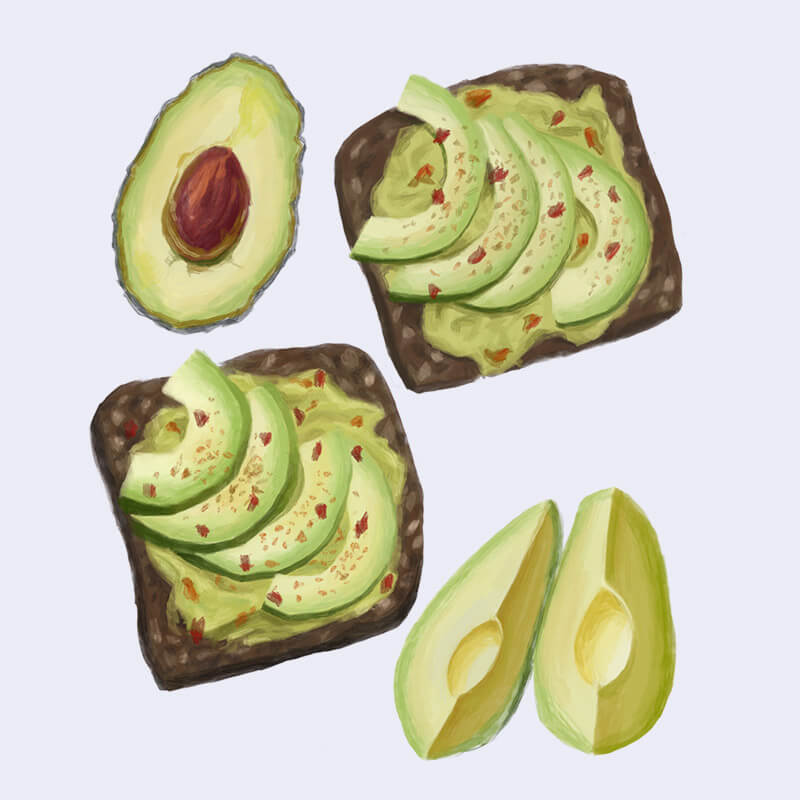 Avocado on toast illustration