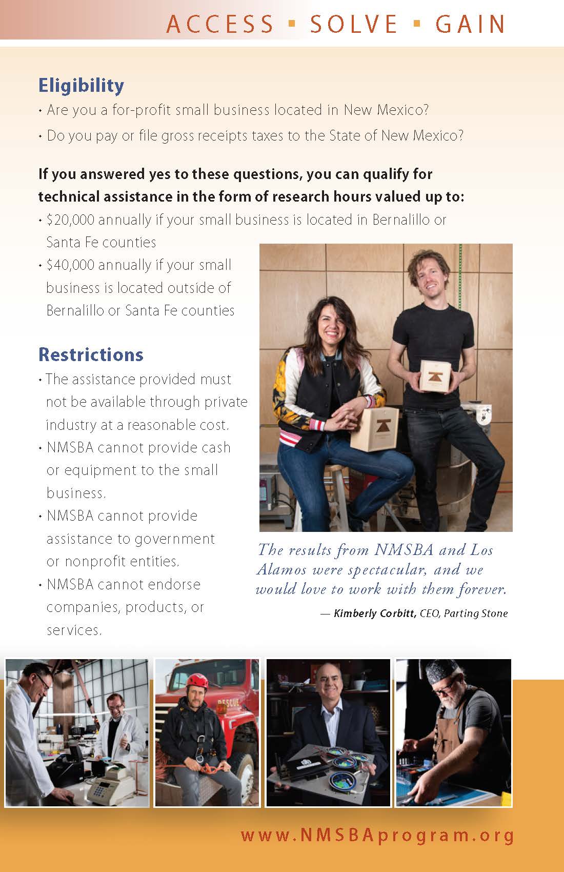 New Mexico Small Business Assistance (NMSBA) Program Information