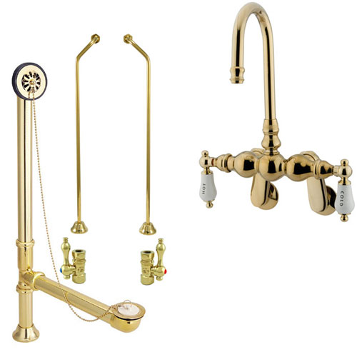 Clawfoot Tub Drain And Supply Lines Polished Brass Wall Mount Clawfoot Tub Faucet Package Supply Lines