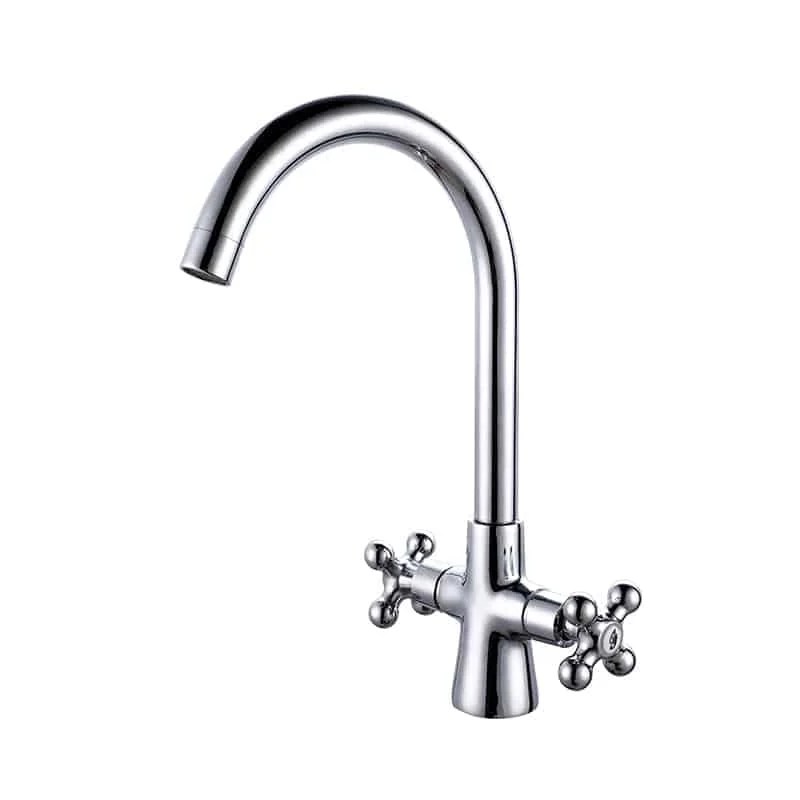 Dual Cross Handles Easyfit Kitchen Sink Faucet