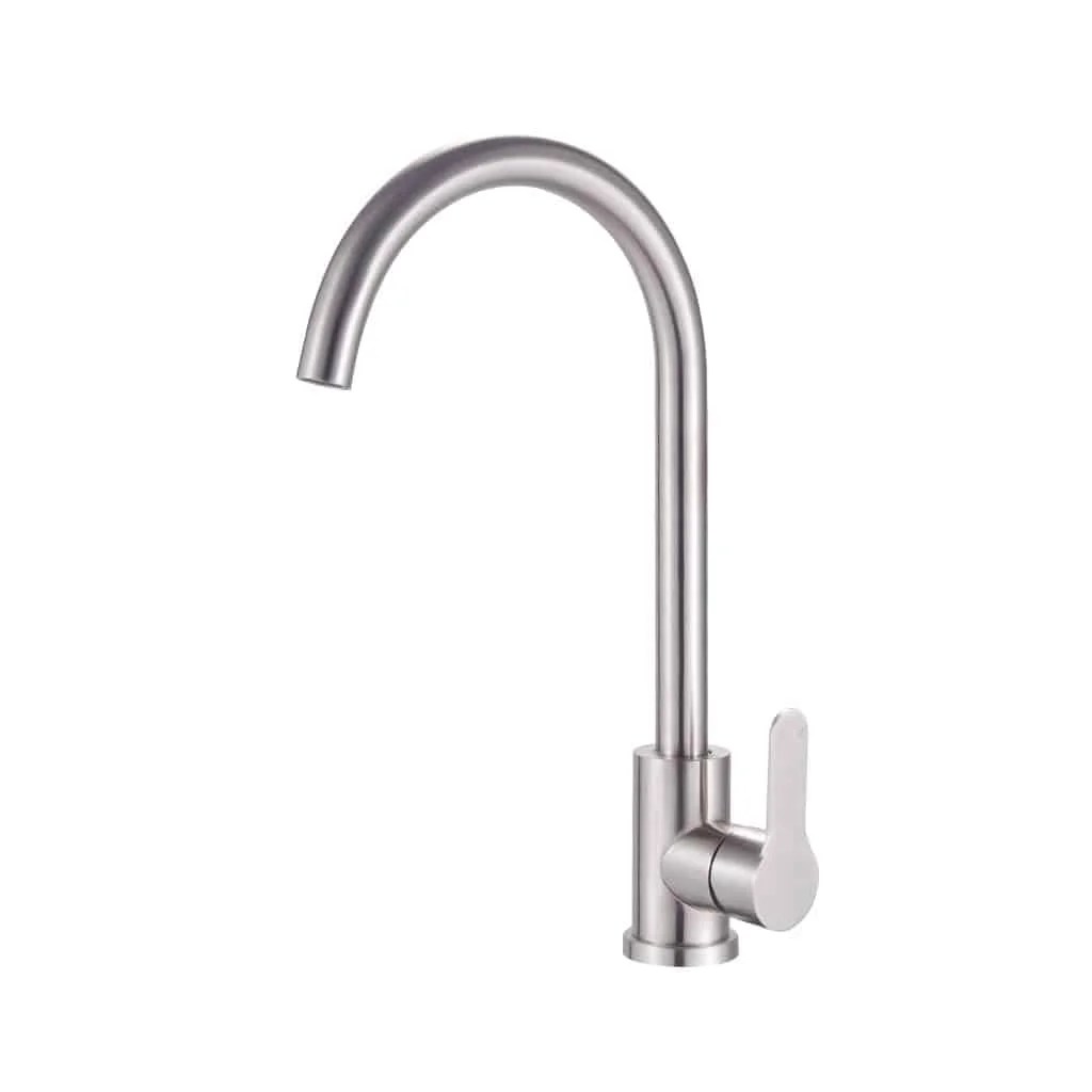 304 Stainless Steel Faucet High Brushed Nickel Arc Single Handle