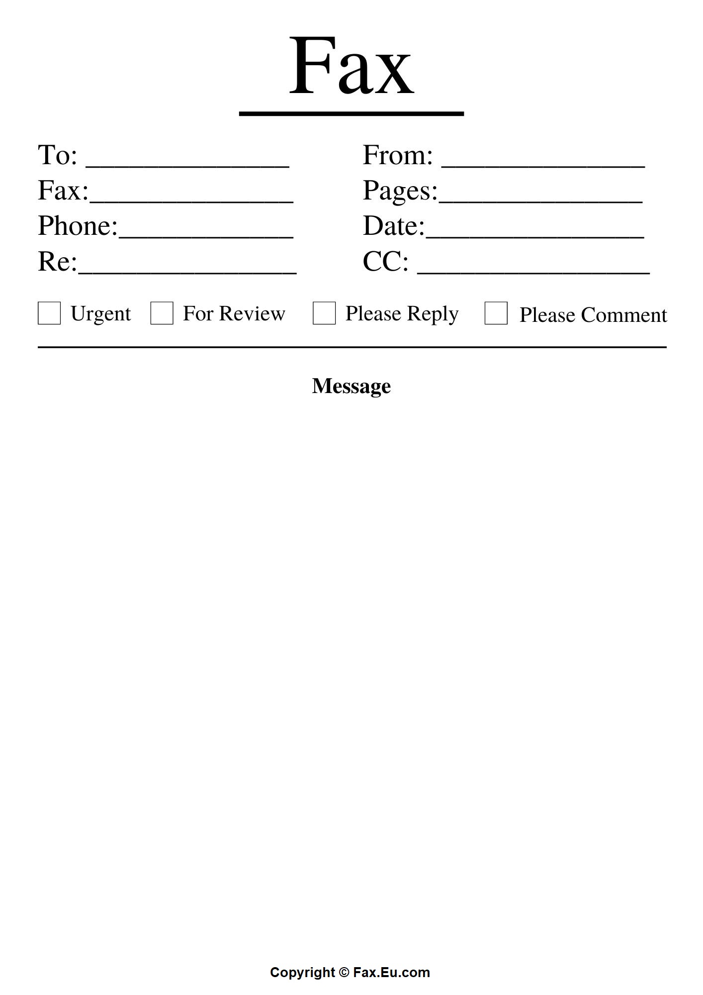 Professional Fax Cover Sheet Printable and Editable Free Fax Cover