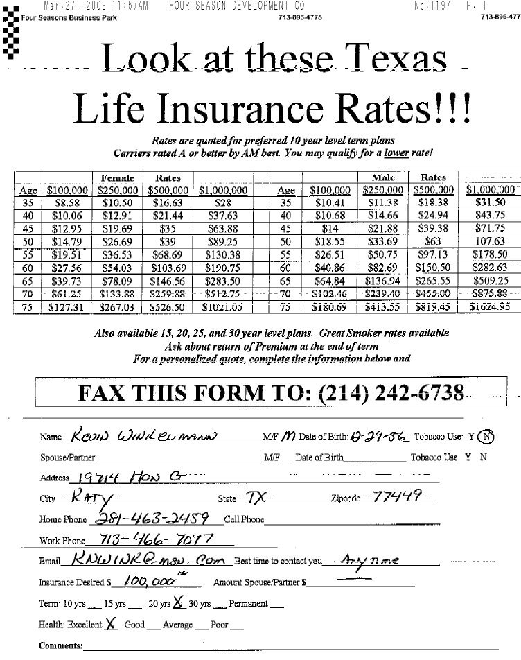 LIFE INSURANCE FAX BROADCAST LEAD Samples
