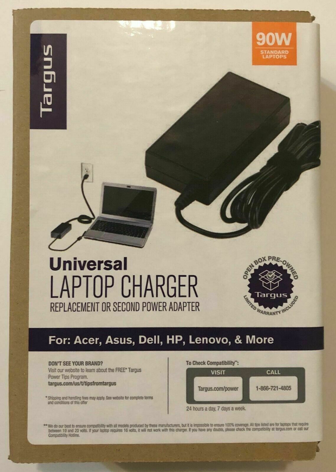 Targus Universal Laptop Charger 90W PreOwned Factory Recertified