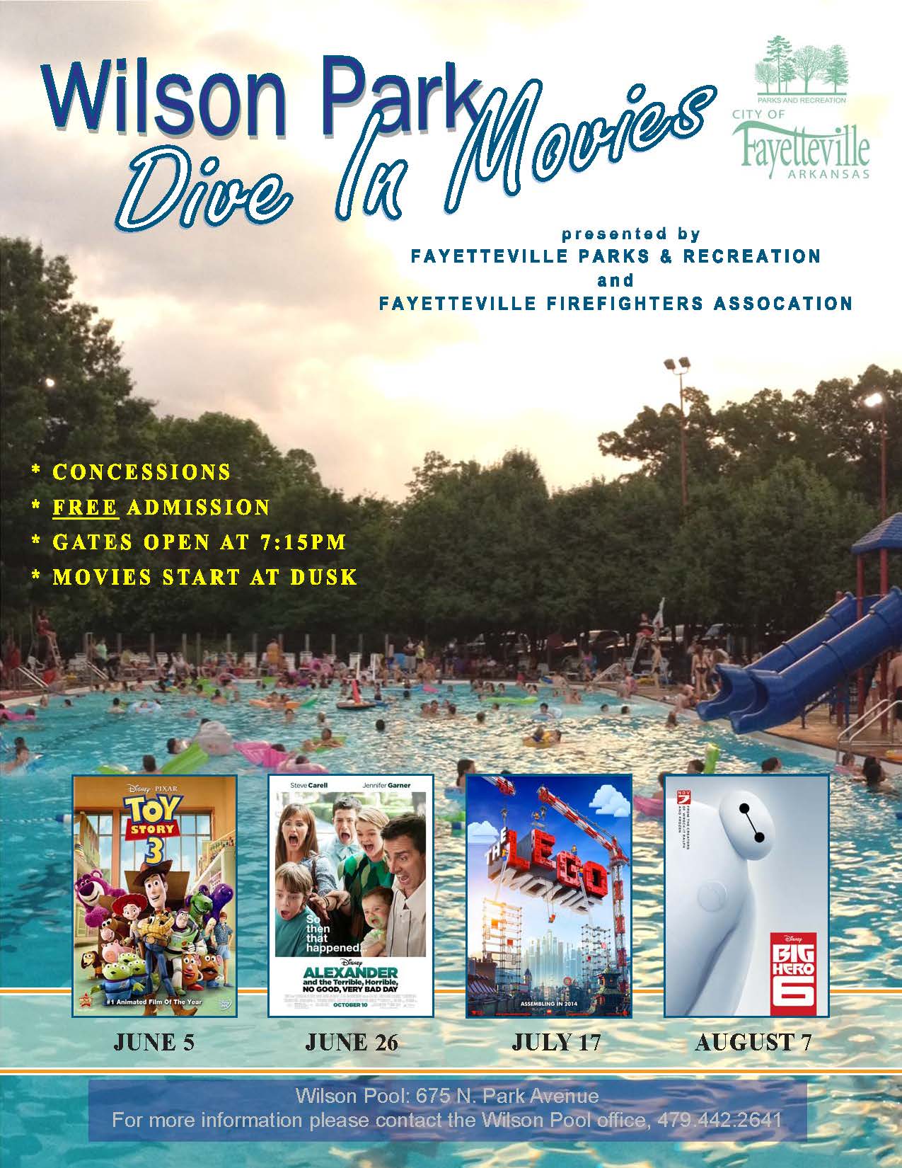 Wilson Park pool to open June 5 with first Divein movie Fayetteville