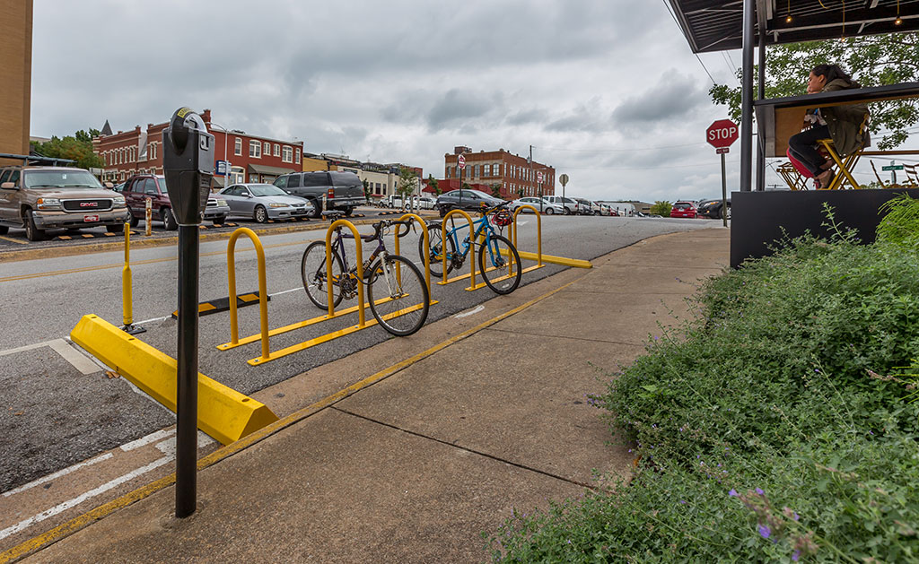 Fayetteville installs first onstreet bicycle parking corral