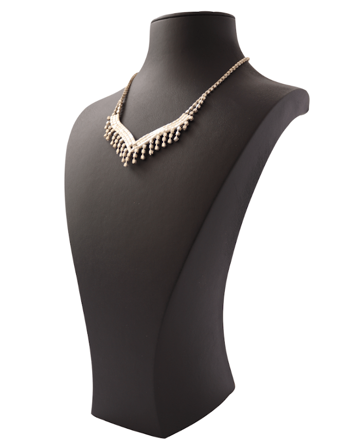 Mannequin Jewelry display stand cream leather necklace 27 cm