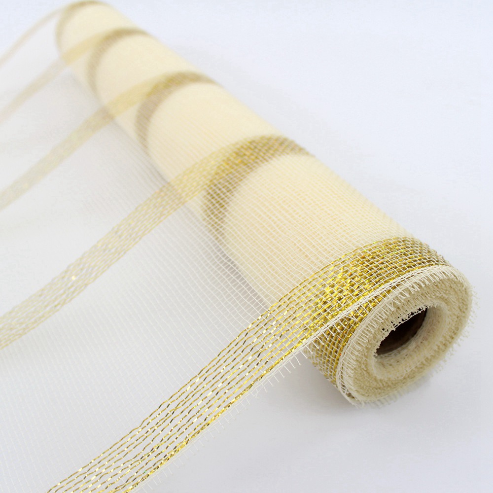 Wide Metallic Gold Stripe Deco Mesh Fayfunribbons Professional