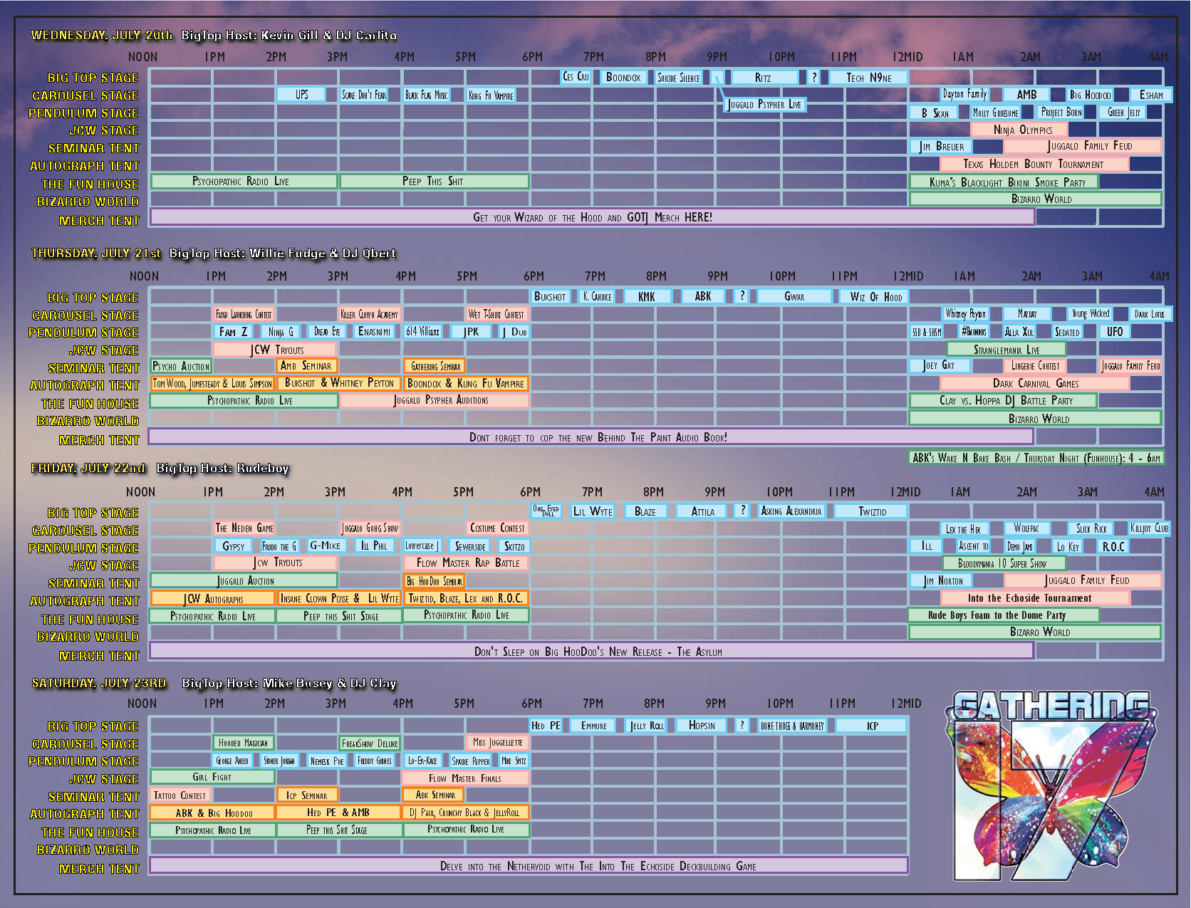 Timeline for the 17th Gathering of the Juggalos is out NOW! Faygoluvers