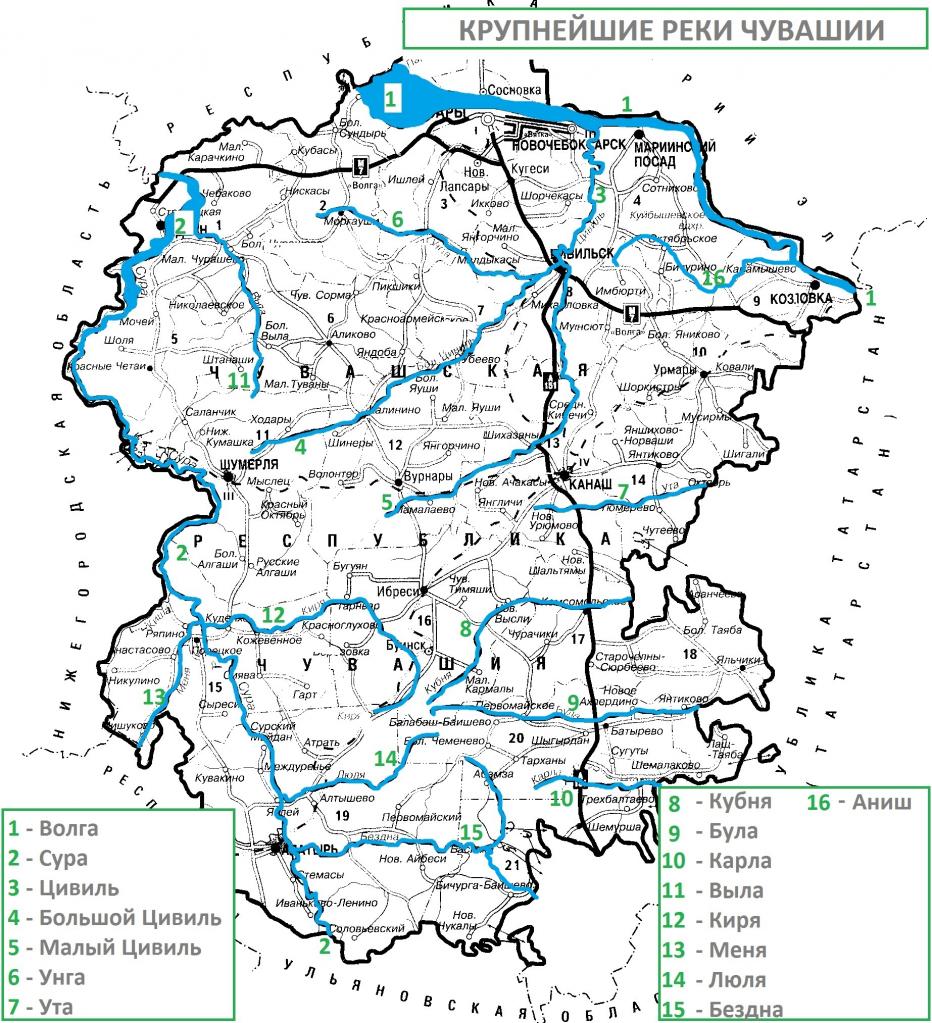 Река сура на карте