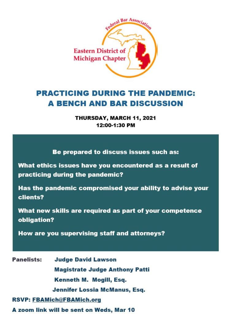 LEGAL ETHICS COMMITTEE PRACTICING DURING THE PANDEMIC LUNCH AND LEARN