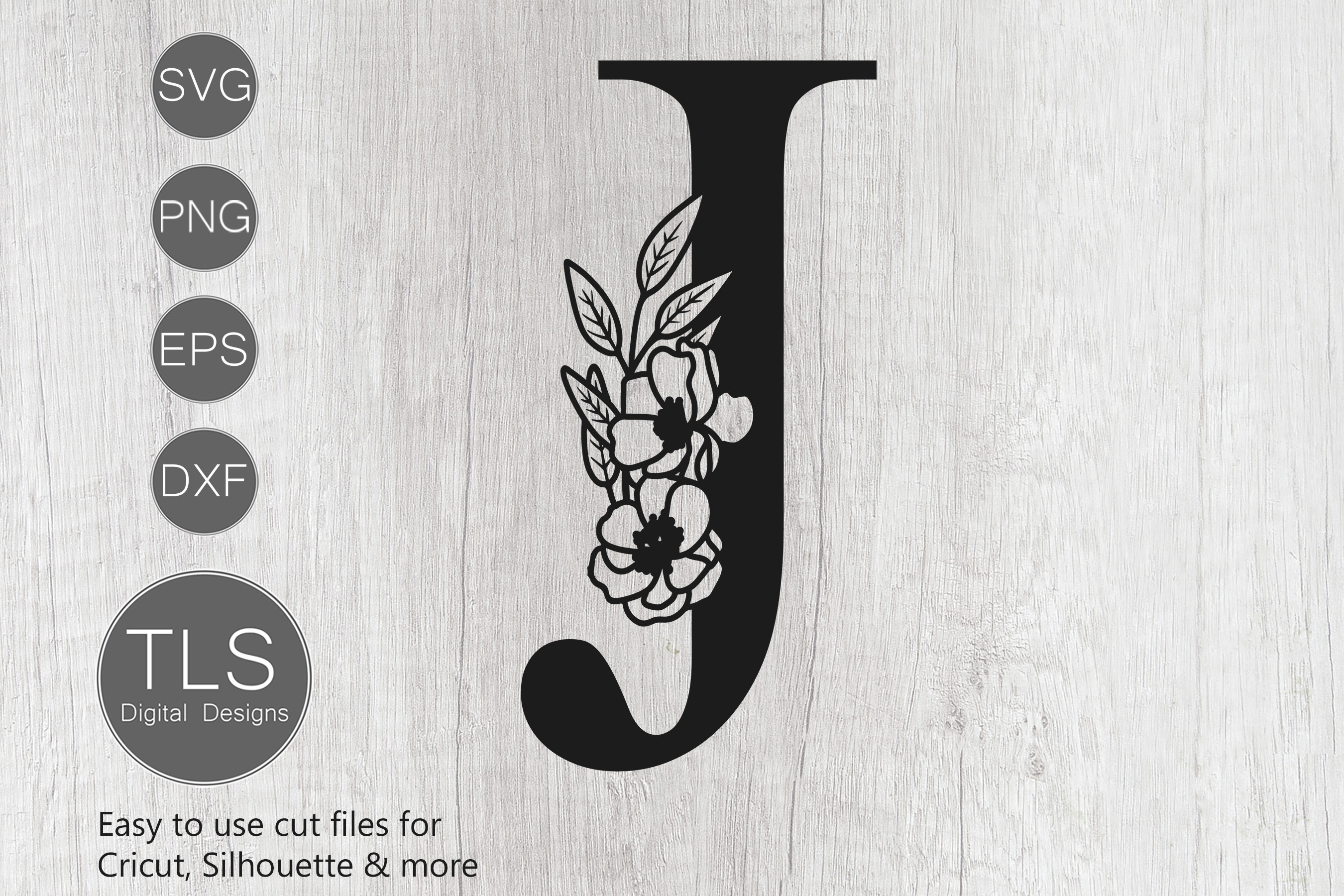Floral Letter J SVG File, Letter J SVG, Flower Letter SVG