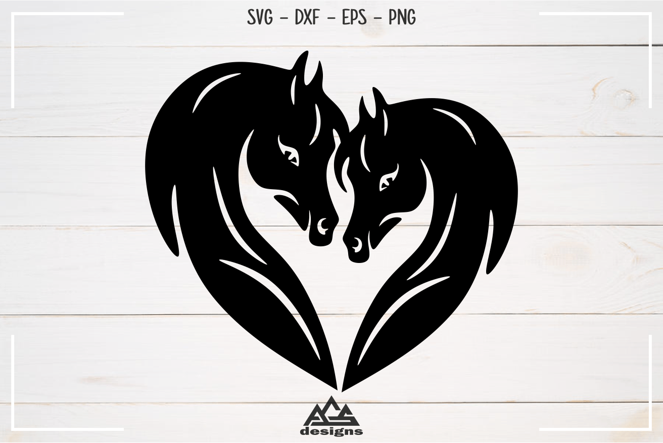 Horse Love Heart Valentine Svg Design
