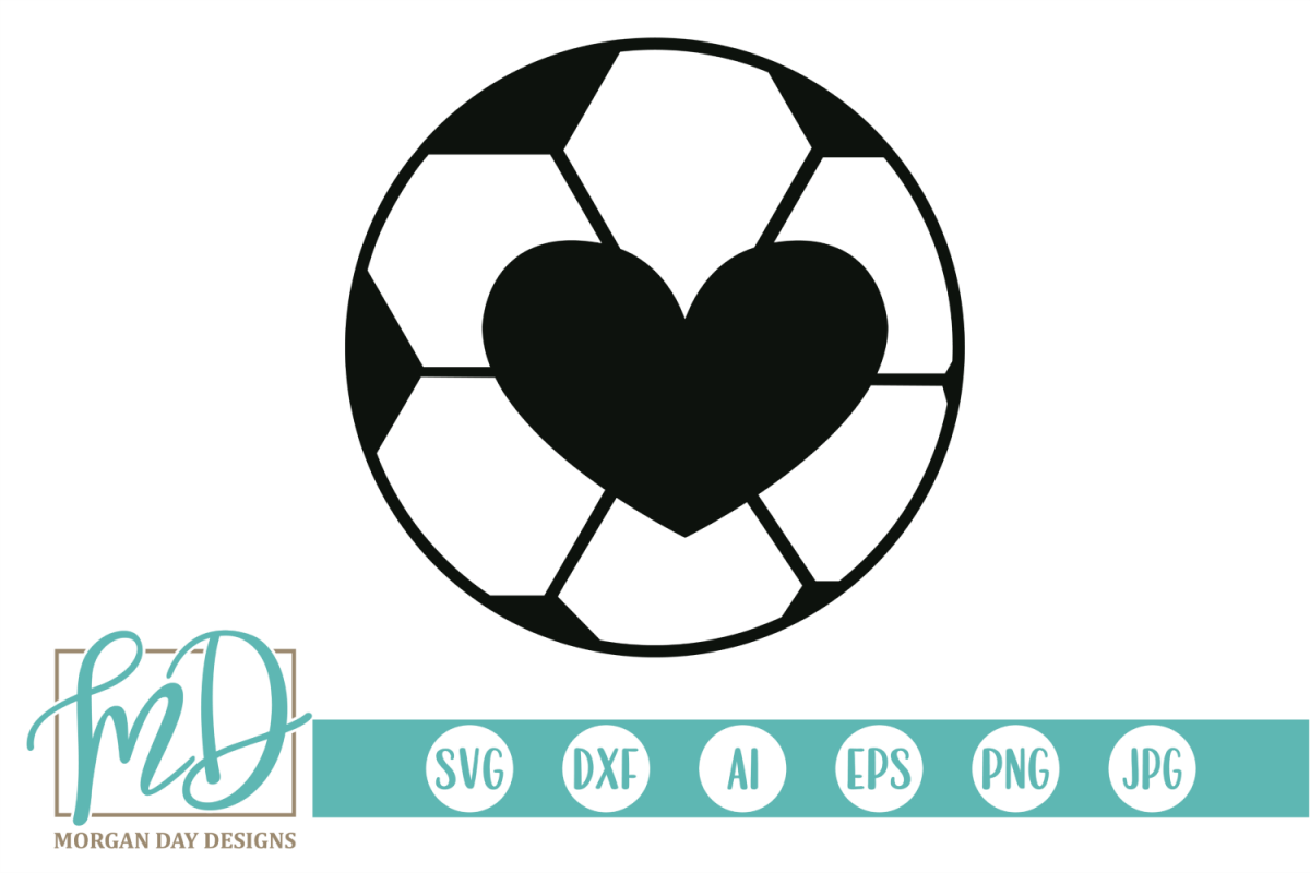 Soccer Ball Heart SVG, DXF, AI, EPS, PNG, JPEG