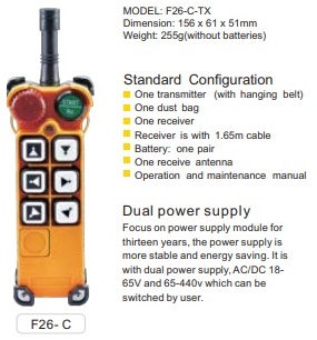Remote Control F26-C3 / Wireless Hoist Pendant - Shop Cranes & Hoists
