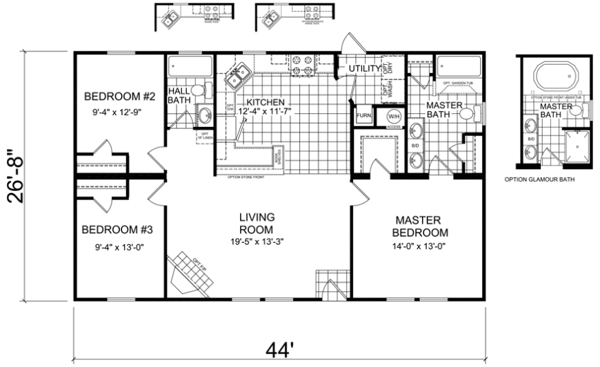 Bartel 28 X 44 1173 sqft Mobile Home Factory Expo Home Centers